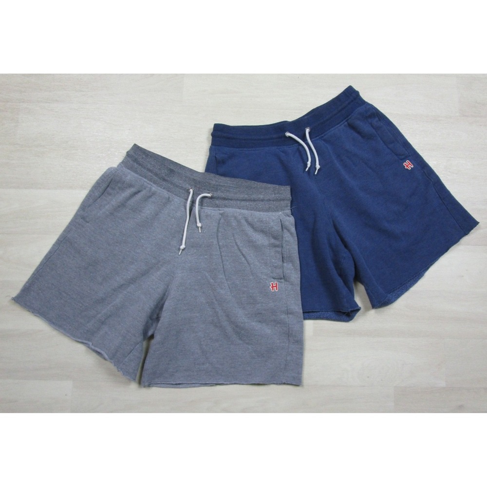 Homage Athletic Sweat Shorts Men's (S) Navy Blue Heather Gray Raw Hem Lot of 2
